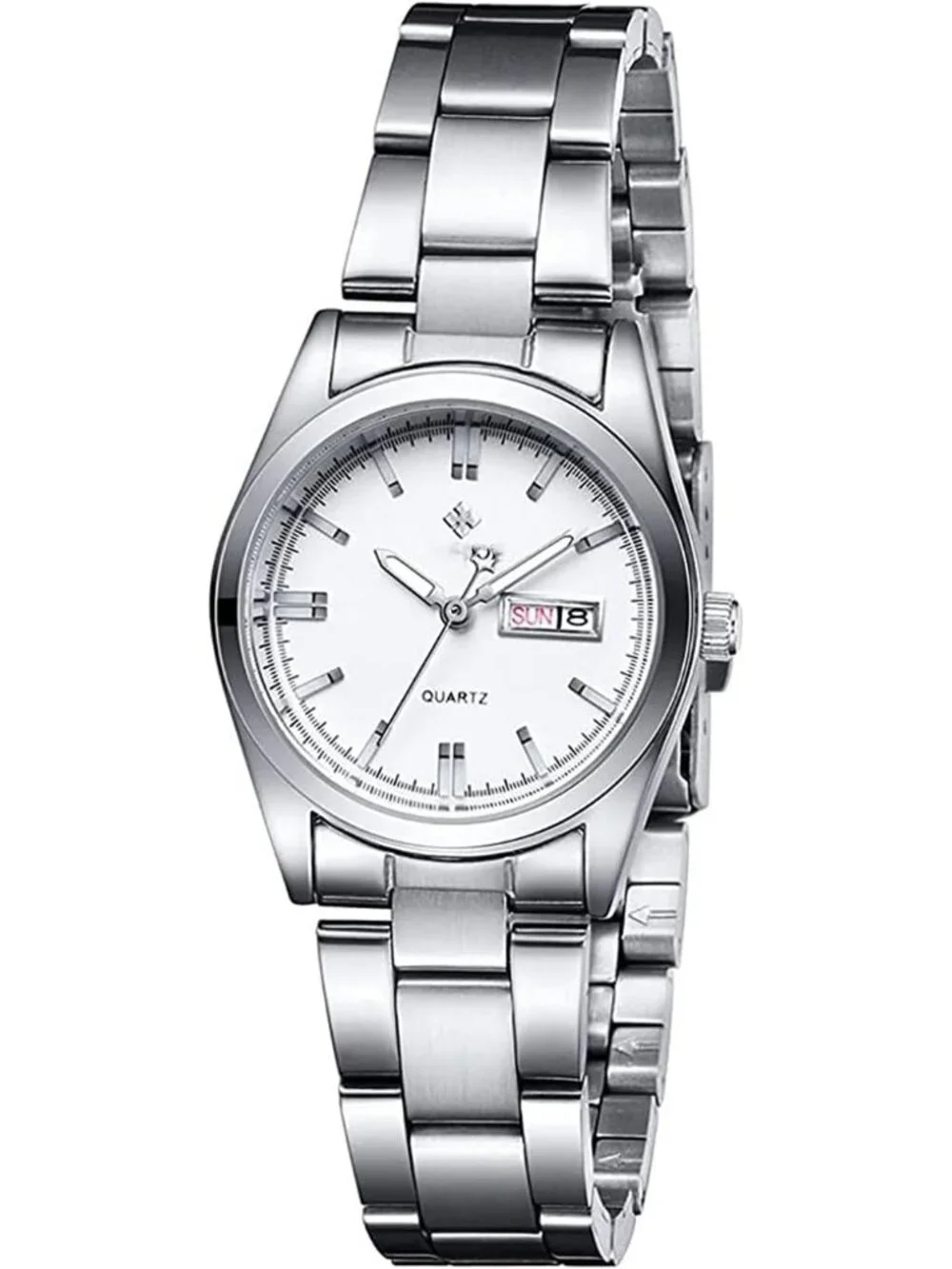 Women's White Analog Quartz Stainless Steel Luminous Waterproof Dress Wristwatch